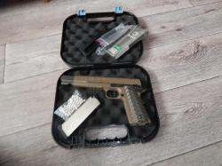 Colt M1911 FDE M45A1 KJW с тюнингом на мощность
