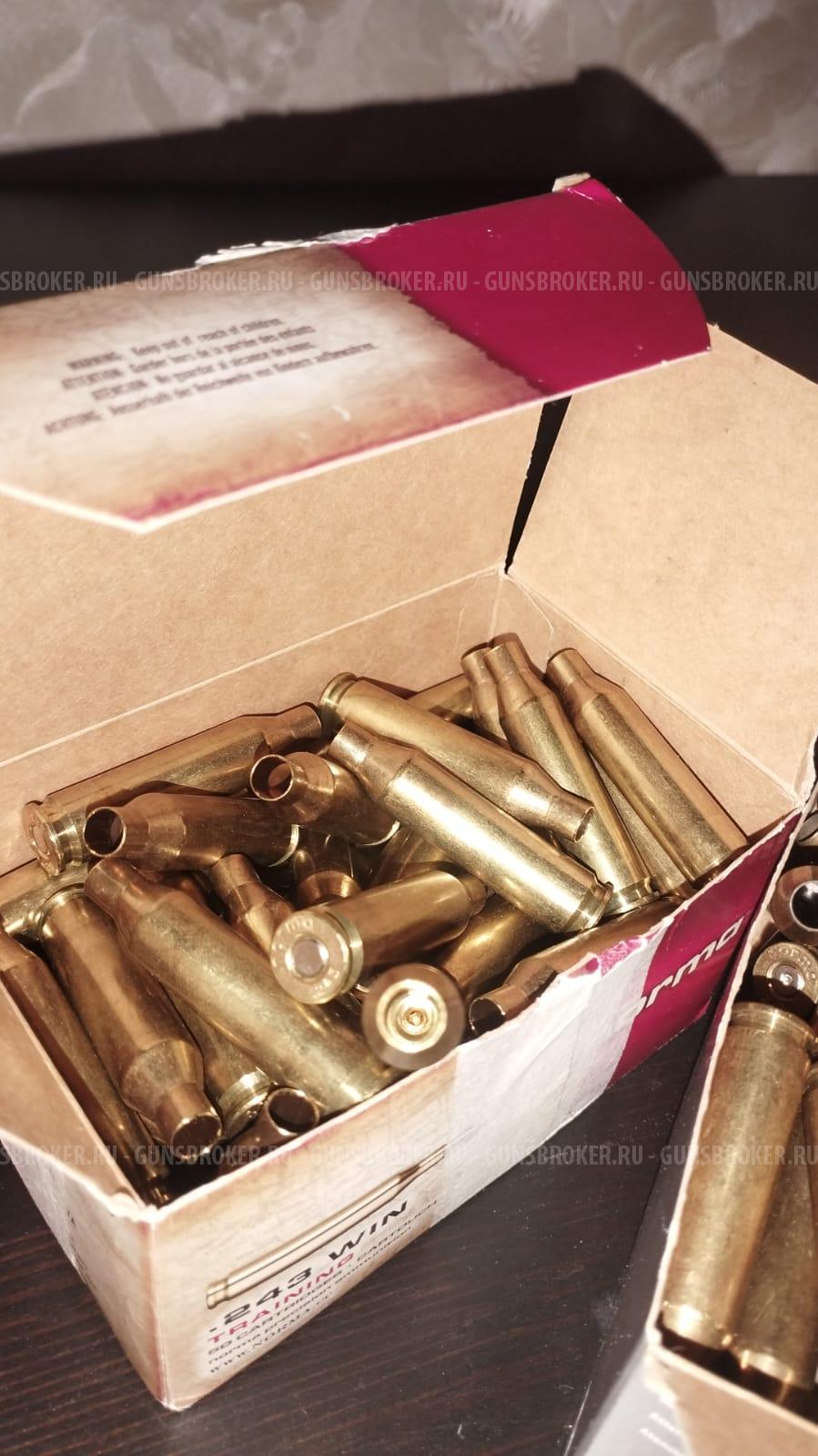 Гильзы Norma 90 шт НОВЫЕ и однострел 6 шт 6mm 243 Win