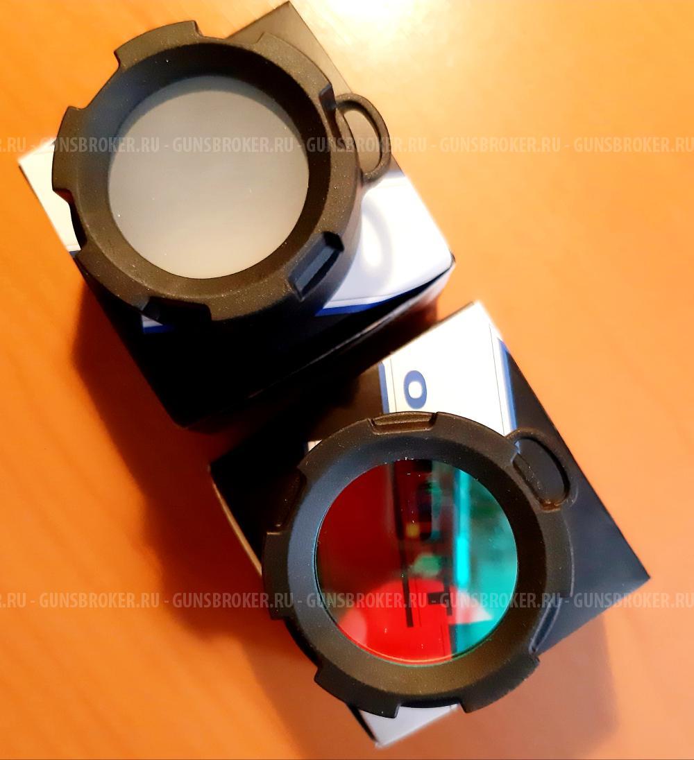 OLIGHT. Матовый диффузор-рассеиватель и красный фильтр. Фонарик 34-36 мм.