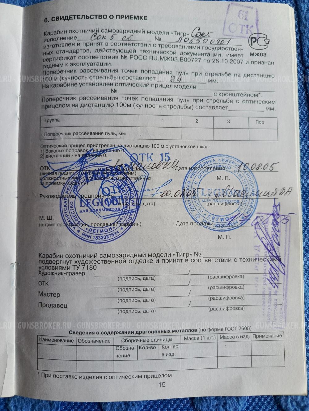 тигр LEGION  кал,7,62х54 R
